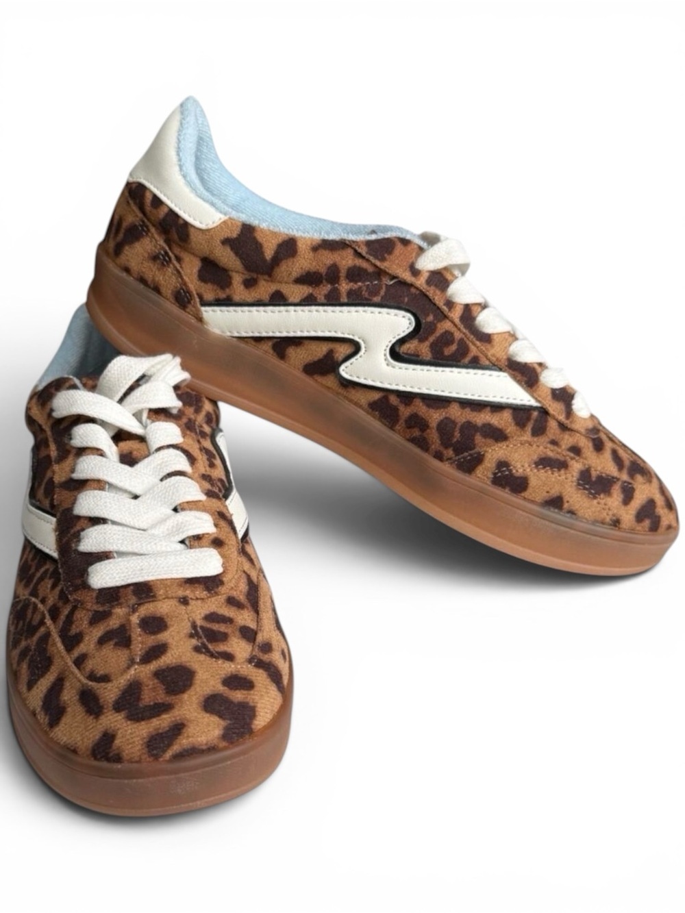 New Madden Girl Giia Leopard Print Sneakers Womens Size 6 Faux Suede Gum Sole